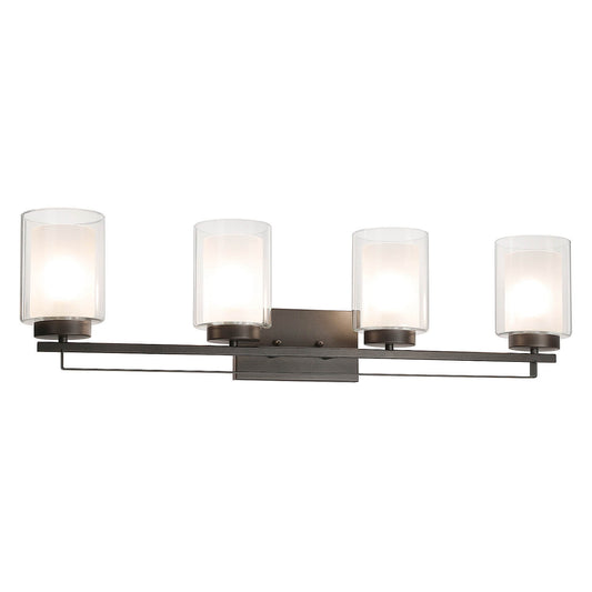 4 Light Bathroom Vanity Lighting with Dual Glass Shade in Dark Bronze XB-W1195-4-DB