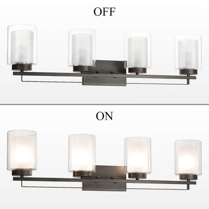 4 Light Bathroom Vanity Lighting with Dual Glass Shade in Dark Bronze XB-W1195-4-DB