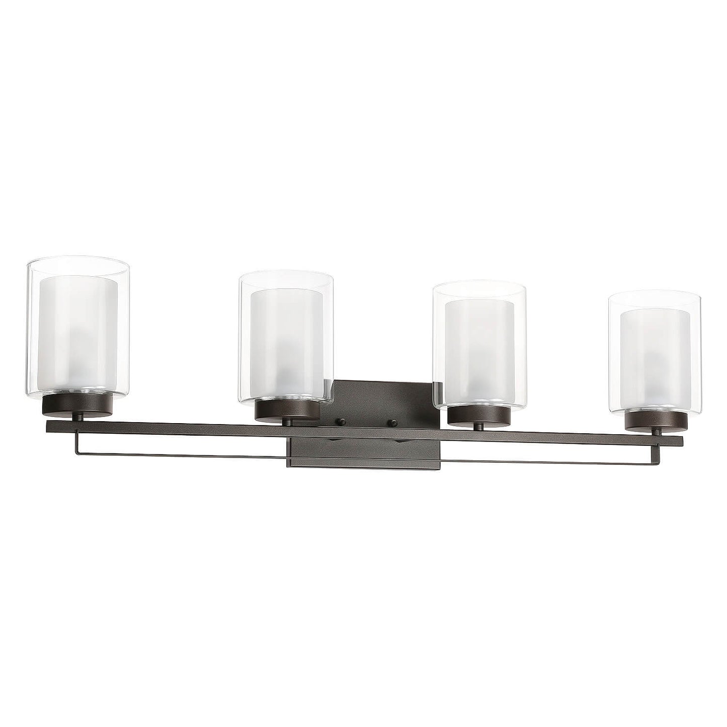 4 Light Bathroom Vanity Lighting with Dual Glass Shade in Dark Bronze XB-W1195-4-DB