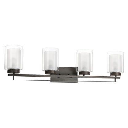 4 Light Bathroom Vanity Lighting with Dual Glass Shade in Dark Bronze XB-W1195-4-DB