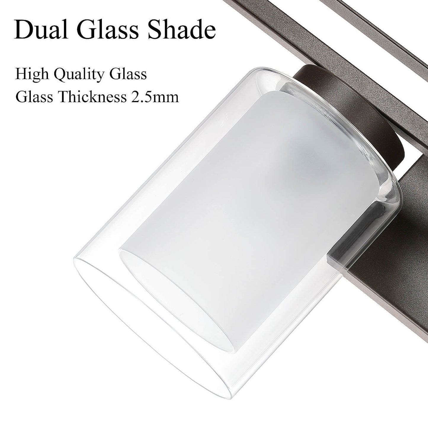 4 Light Bathroom Vanity Lighting with Dual Glass Shade in Dark Bronze XB-W1195-4-DB
