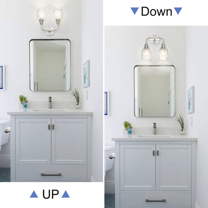 2-Light Bathroom Vanity Wall Sconce, Clear Glass Shade, Brushed Nickel Finish XB-W1210-2-BN