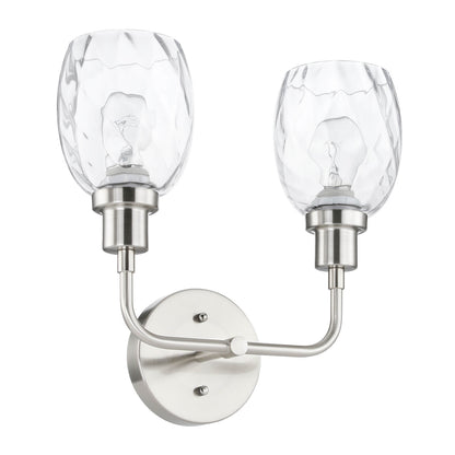 2-Light Bathroom Vanity Wall Sconce, Clear Glass Shade, Brushed Nickel Finish XB-W1210-2-BN