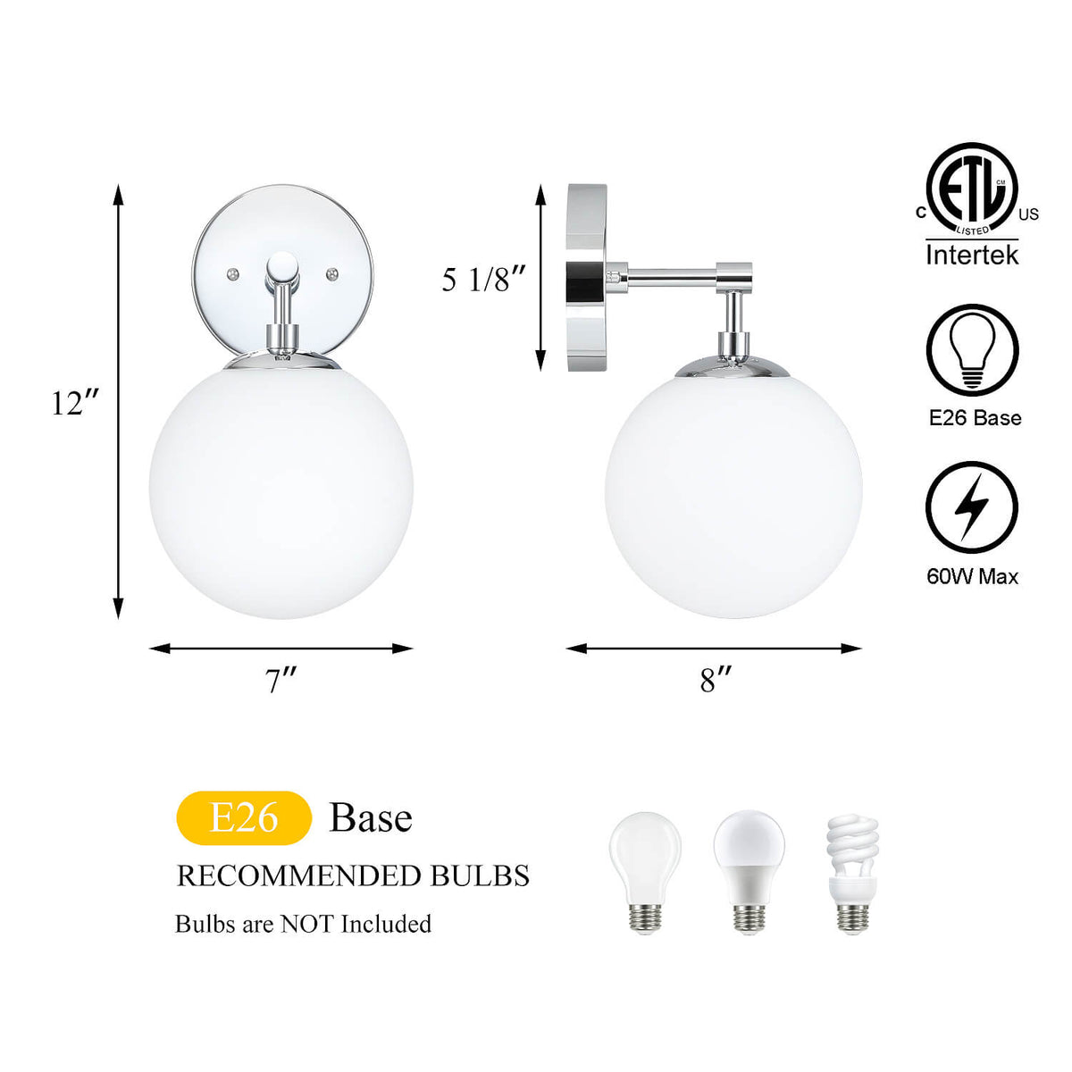 Modern Chrome Glass Wall Sconce XB-W1211-CH