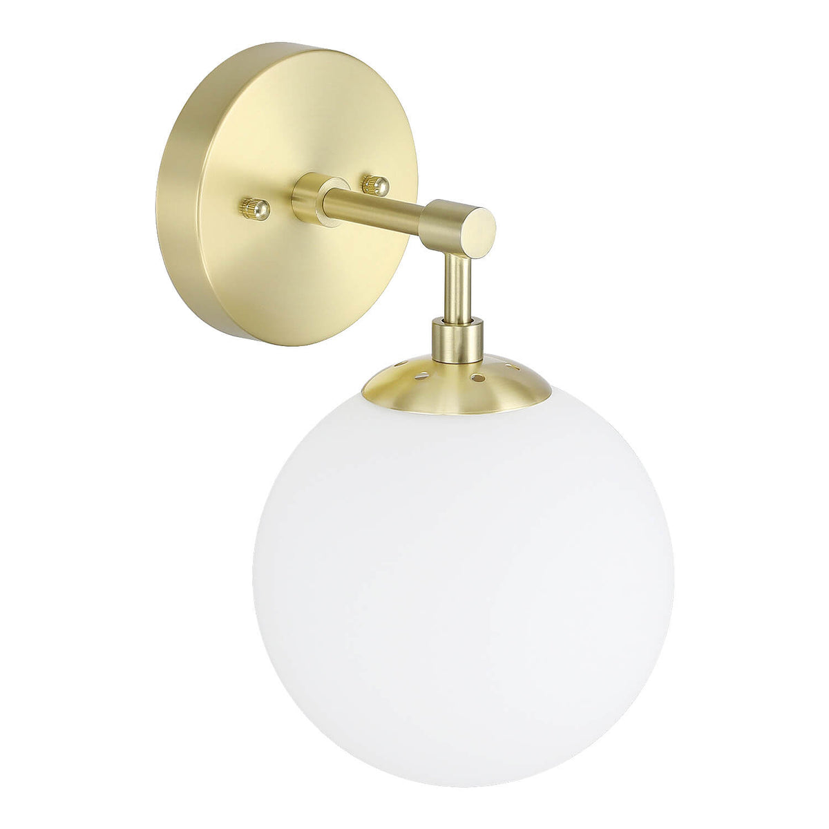 Vintage Wall Sconce Light Fixture, White Globe Glass, Satin Brass, 1-Light XB-W1211-SB