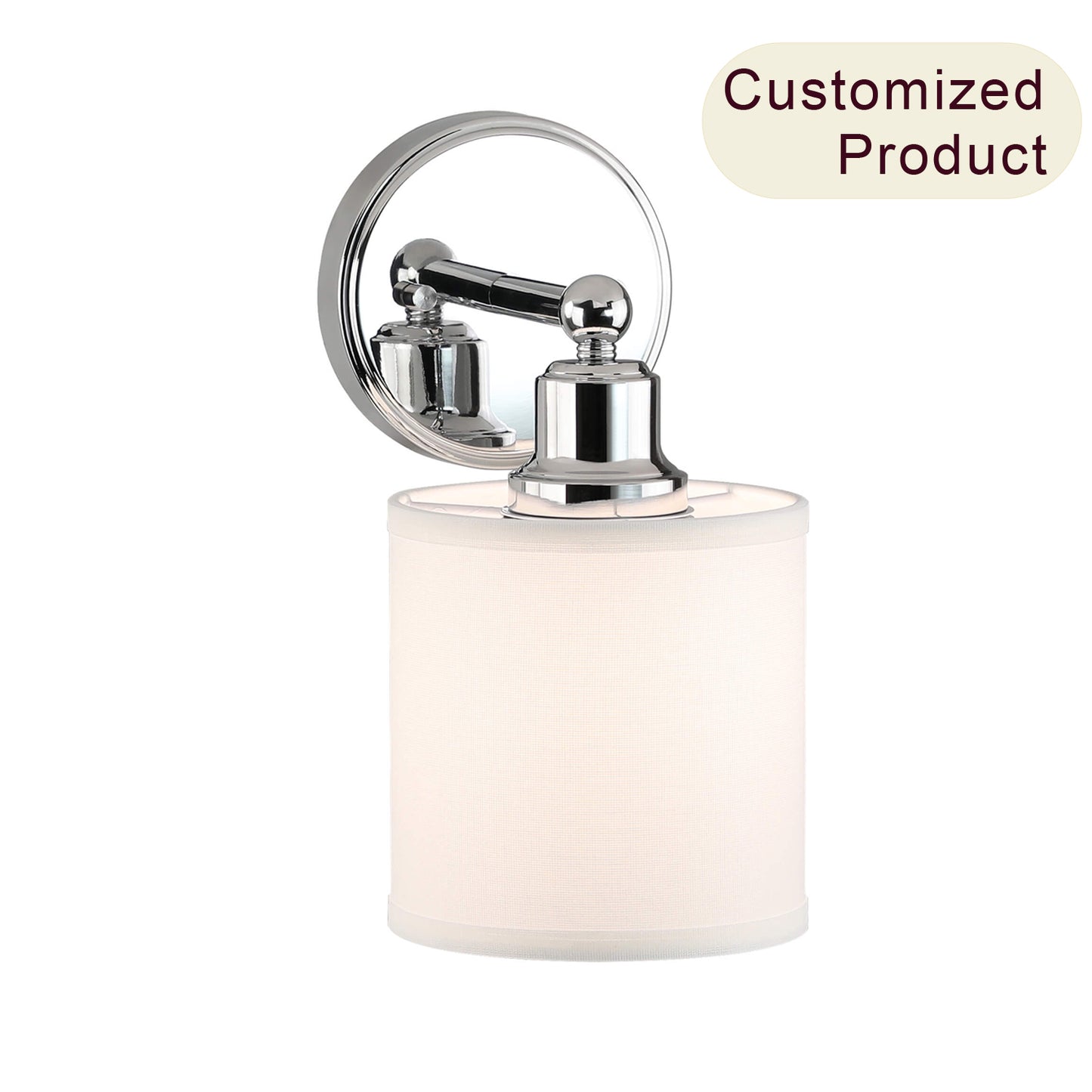 Modern Chrome Wall Sconce with Fabric Drum Shade XB-W1214-1-CH