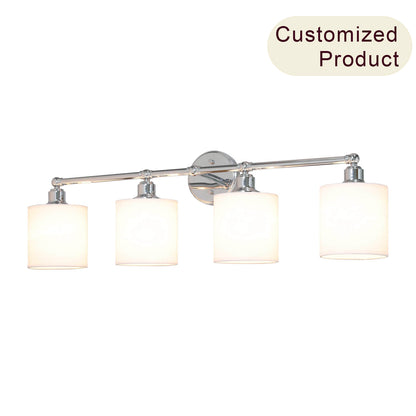 4-Light Chrome Bathroom Vanity Light with Fabric Shade XB-W1214-4-CH