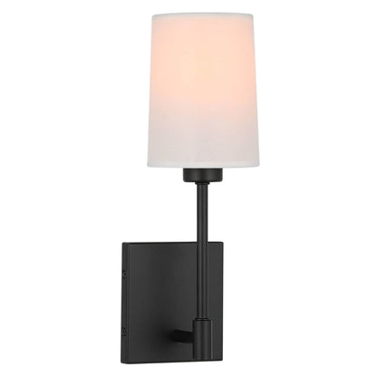 Modern Wall Sconce Light, Black Wall Mounted Lamp, Fabric Shade, 1 Light XB-W1215-1-MB