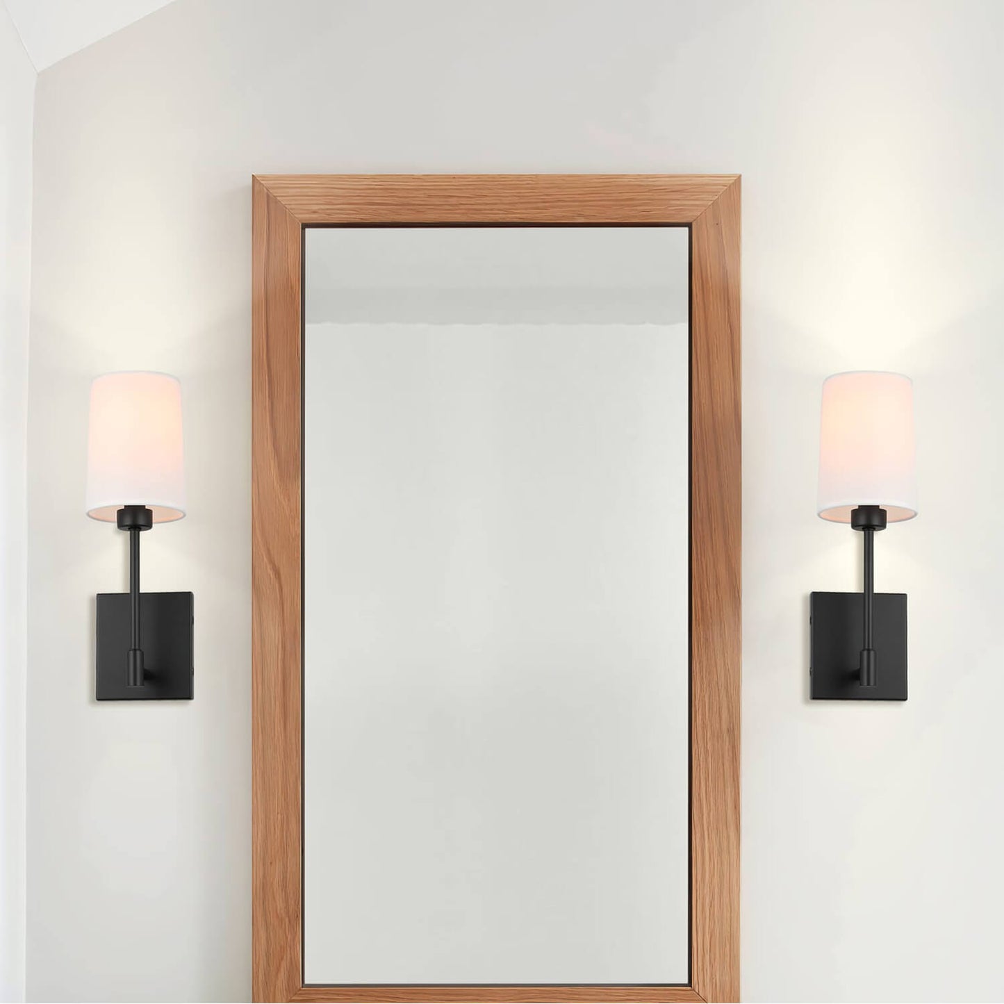 Modern Wall Sconce Light, Black Wall Mounted Lamp, Fabric Shade, 1 Light XB-W1215-1-MB