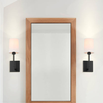 Modern Wall Sconce Light, Black Wall Mounted Lamp, Fabric Shade, 1 Light XB-W1215-1-MB