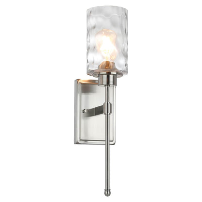 Modern Glass Wall Sconce with Vanity Light - Brushed Nickel Finish XB-W1227-BN