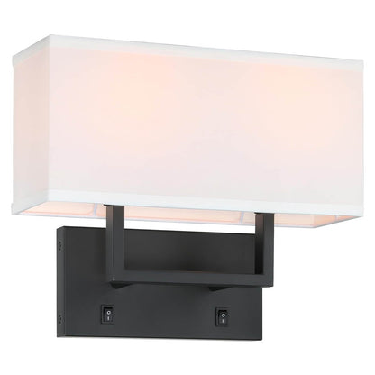 Modern Black Wall Lamp with White Fabric Shade XB-W1230-MB