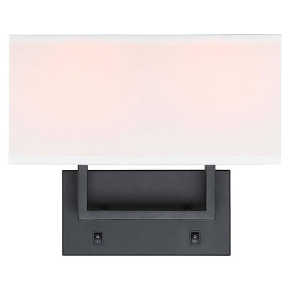 Modern Black Wall Lamp with White Fabric Shade XB-W1230-MB