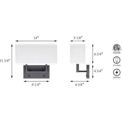 Modern Black Wall Lamp with White Fabric Shade XB-W1230-MB