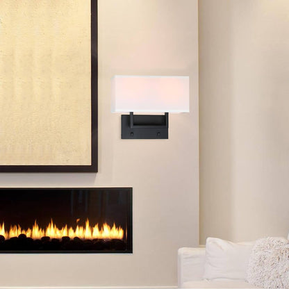 Modern Black Wall Lamp with White Fabric Shade XB-W1230-MB