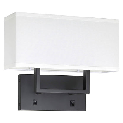Modern Black Wall Lamp with White Fabric Shade XB-W1230-MB