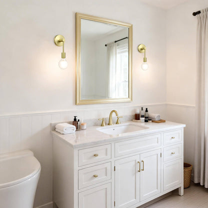 Wall Sconce, Brass Light Fixture with LED Bulb, Indoor Lighting for Bathroom XB-W1234-1-SB-G30