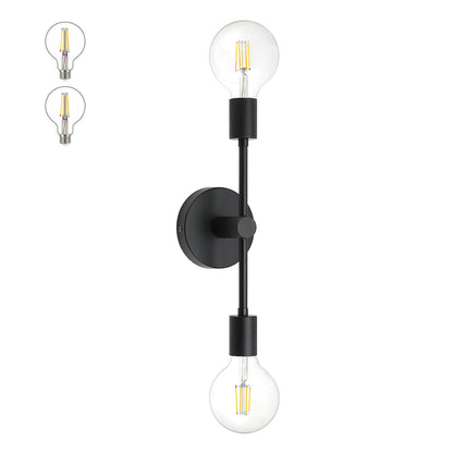 2-Light Black Bathroom Vanity Wall Sconce with LED Bulbs XB-W1234-2-MB-G30