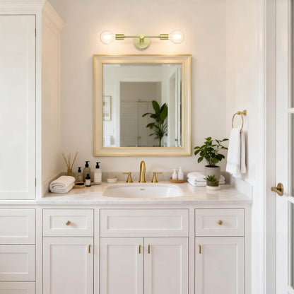 Double Light Satin Brass Vanity Sconce with LED Bulb XB-W1234-2-SB-G30