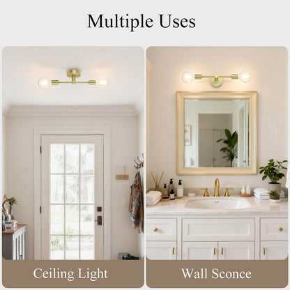 Double Light Satin Brass Vanity Sconce with LED Bulb XB-W1234-2-SB-G30