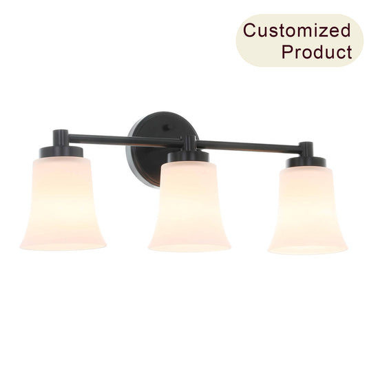 Modern 3-Light Black Bathroom Vanity Light with Glass XB-W1235-3-MB