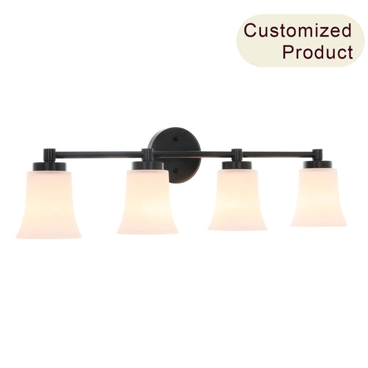 Vanity Light, Modern 4 Light Bath Bar Light, Black Bathroom Wall Light with Glass XB-W1235-4-MB