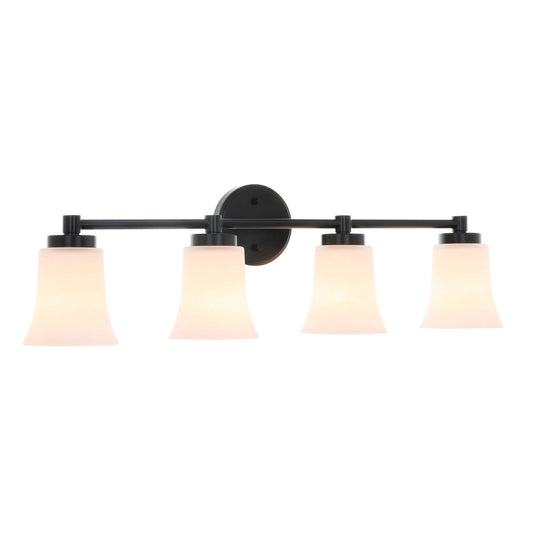 Vanity Light, Modern 4 Light Bath Bar Light, Black Bathroom Wall Light with Glass XB-W1235-4-MB