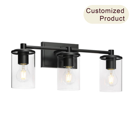 Bathroom Vanity Light, Modern Indoor Black 3 Light Wall Light with Glass XB-W1240-3-MB