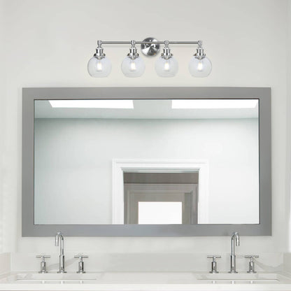 Bathroom Vanity Light Fixture, 4-Light, Brushed Nickel with Glass Globe Shades XB-W1256-4-BN