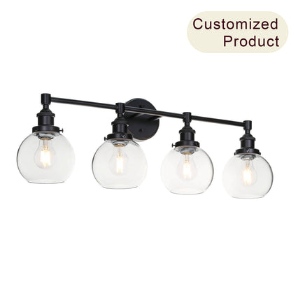 Industrial 4-Light Glass Vanity Wall Light XB-W1256-4-MB