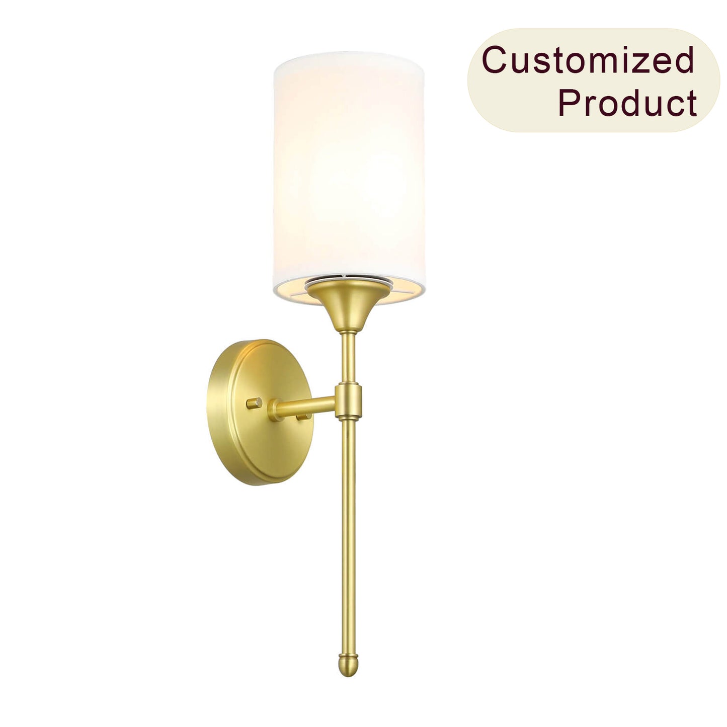 Wall Sconce Light Fixture, Vintage Single Light Vanity Lamp, Fabric Shade, Satin Brass XB-W1260-SB