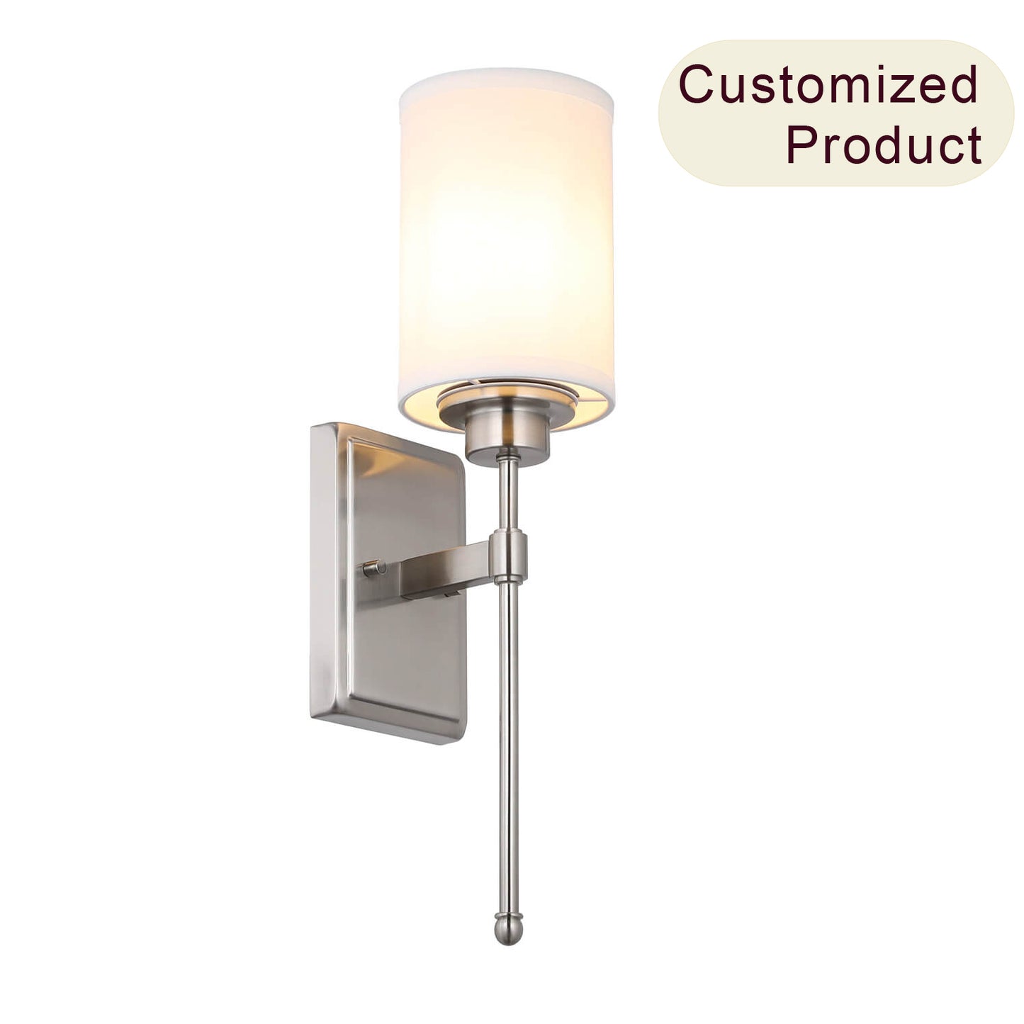 Brushed Nickel Wall Lighting with Fabric Shade for Bathroom & Bedroom XB-W1262-BN