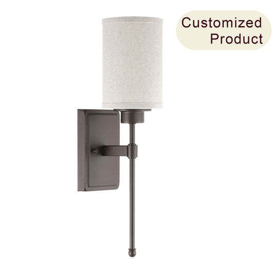 Wall Sconce Light Fixture, Dark Bronze, Fabric Shade, Bathroom Vanity & Bedroom XB-W1262-DB