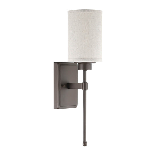 Wall Sconce Light Fixture, Dark Bronze, Fabric Shade, Bathroom Vanity & Bedroom XB-W1262-DB