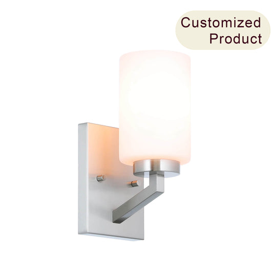 1-Light Brushed Nickel Bath Sconce with Glass XB-W1272-1-BN
