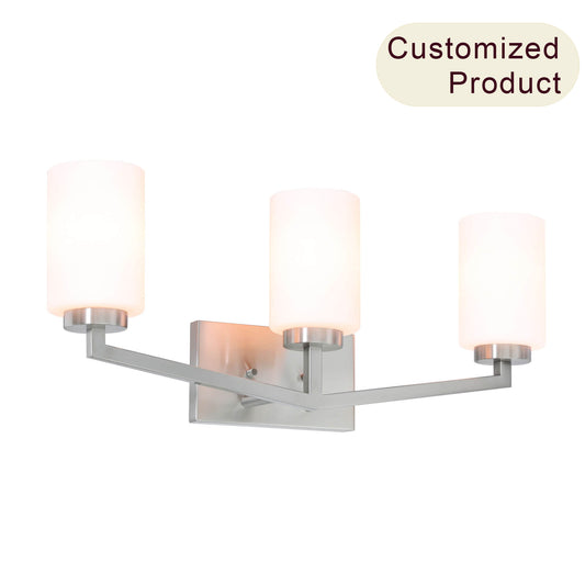 Modern 3-Light Brushed Nickel Vanity Light with Glass Shade XB-W1272-3-BN