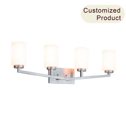 Modern 4-Light Brushed Nickel Vanity Light with Glass Over Mirror XB-W1272-4-BN