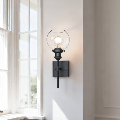 Modern 1-Light Globe Bath Sconce for Kitchen & Bathroom XB-W1275-1-MB