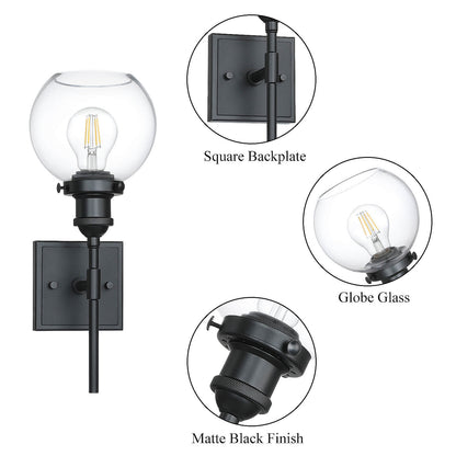 Modern 1-Light Globe Bath Sconce for Kitchen & Bathroom XB-W1275-1-MB