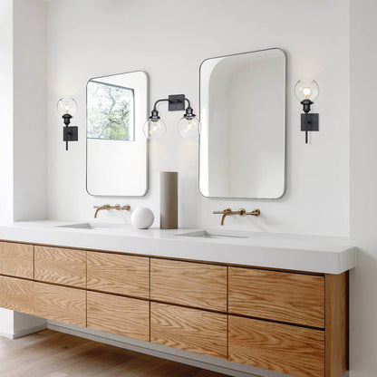 Modern Matte Black 2-Light Bathroom Vanity Fixture with Globe Glass Shades XB-W1275-2-MB