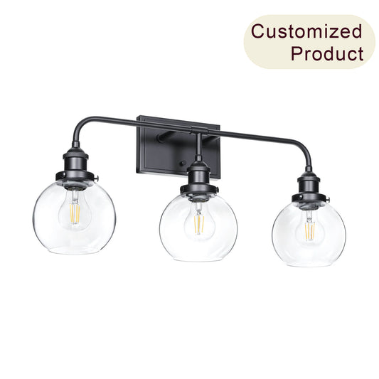 Modern 3-Light Black Globe Vanity Light Over Mirror XB-W1275-3-MB