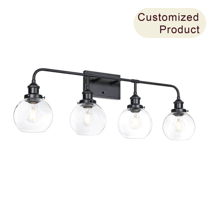 Modern 4-Light Black Globe Vanity Light for Bathroom & Kitchen XB-W1275-4-MB