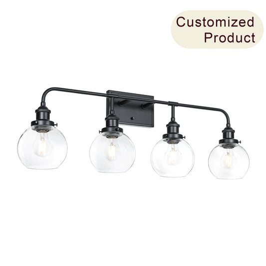 Modern 4-Light Black Globe Vanity Light for Bathroom & Kitchen XB-W1275-4-MB