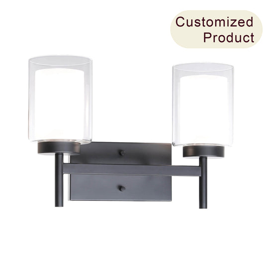 Modern 2-Light Black Vanity Light with Dual Glass XB-W1276-2-MB