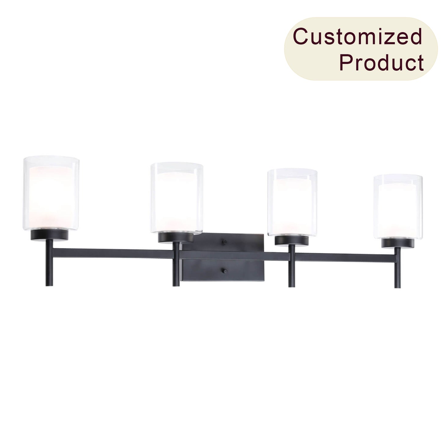 Bathroom Black Dual Glass Vanity Light Over Mirror XB-W1276-4-MB