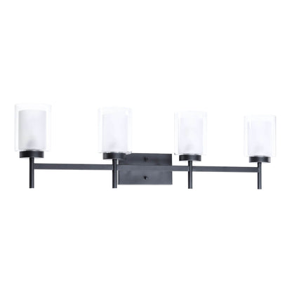 Bathroom Black Dual Glass Vanity Light Over Mirror XB-W1276-4-MB