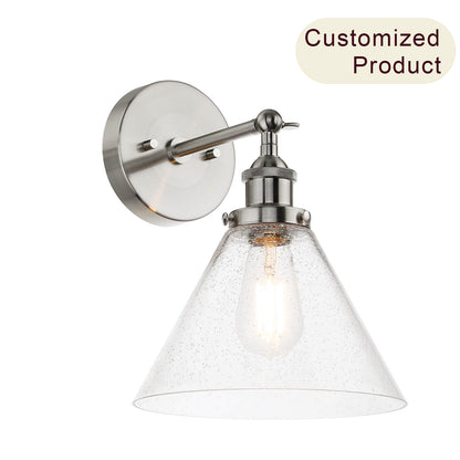 Industrial Brushed Nickel Adjustable Wall Sconce with Seeded Glass XB-W1280-BN