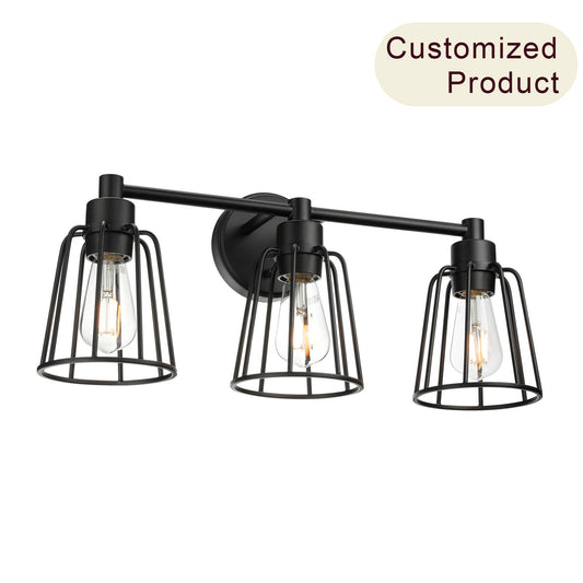 Black Farmhouse Cage Vanity Light XB-W1287-3-MB