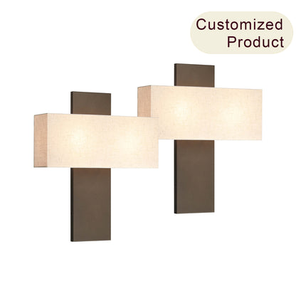 Set of 2 Modern Dark Bronze Wall Sconces with Fabric Shade XB-W1289-2-DB