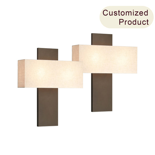 Set of 2 Modern Dark Bronze Wall Sconces with Fabric Shade XB-W1289-2-DB